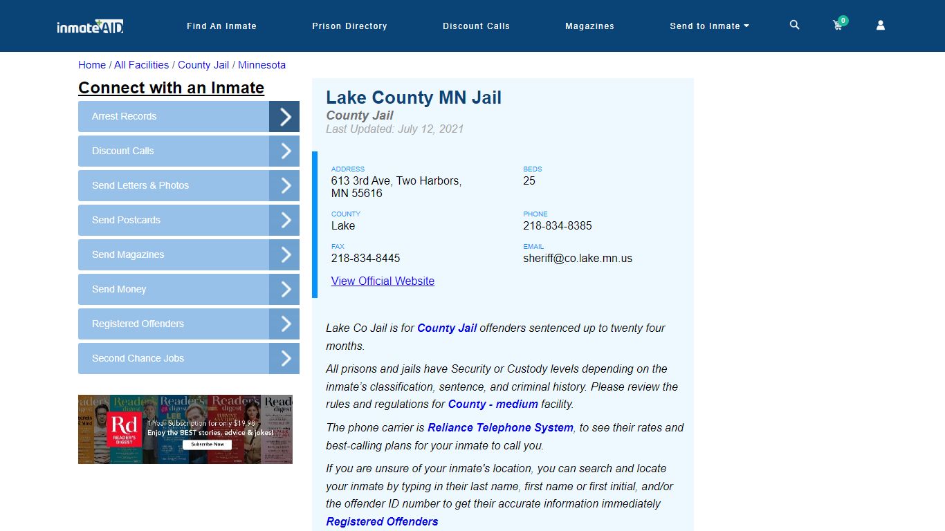 Lake County MN Jail - Inmate Locator