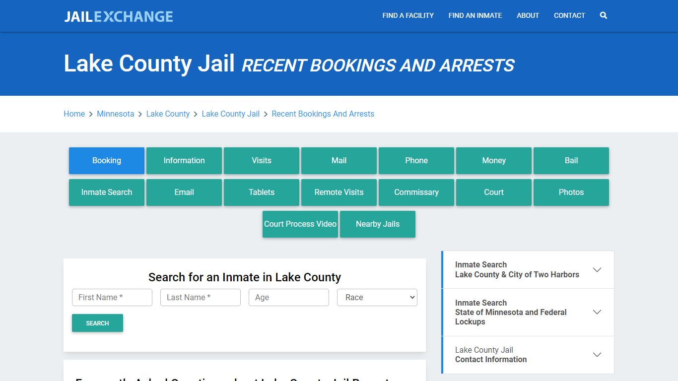 Lake County Jail MN Recent Arrests and Bookings - Jail Exchange